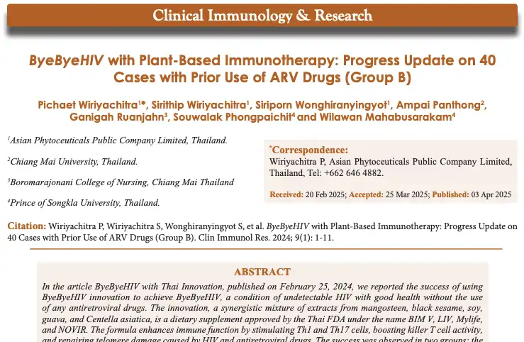 ByeByeHIV with Plant-Based Immunotherapy: Progress Update on 40 Cases with Prior Use of ARV Drugs (Group B)