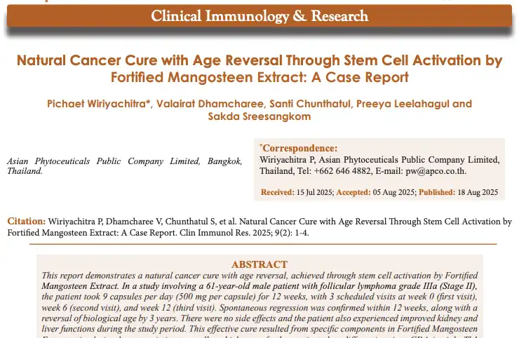 Natural Cancer Cure with Age Reversal Through Stem Cell Activation by Fortified Mangosteen Extract: A Case Report